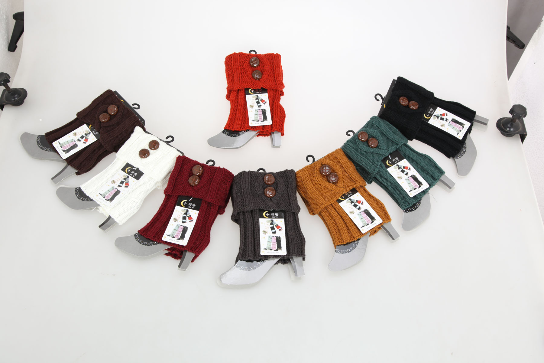 Autumn and winter knitted button boot covers and foot covers