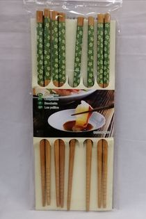 Natural bamboo printed chopsticks set Chinese style non-slip green flowers
