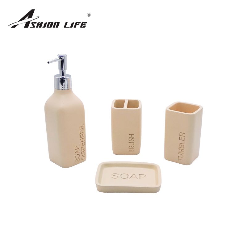 Perfume Yellow Bathroom Toiletry 4-Piece Set Bathroom Toiletries Lotion Bottle Mouthwash Cup Toothbrush Holder Soap Box full figure