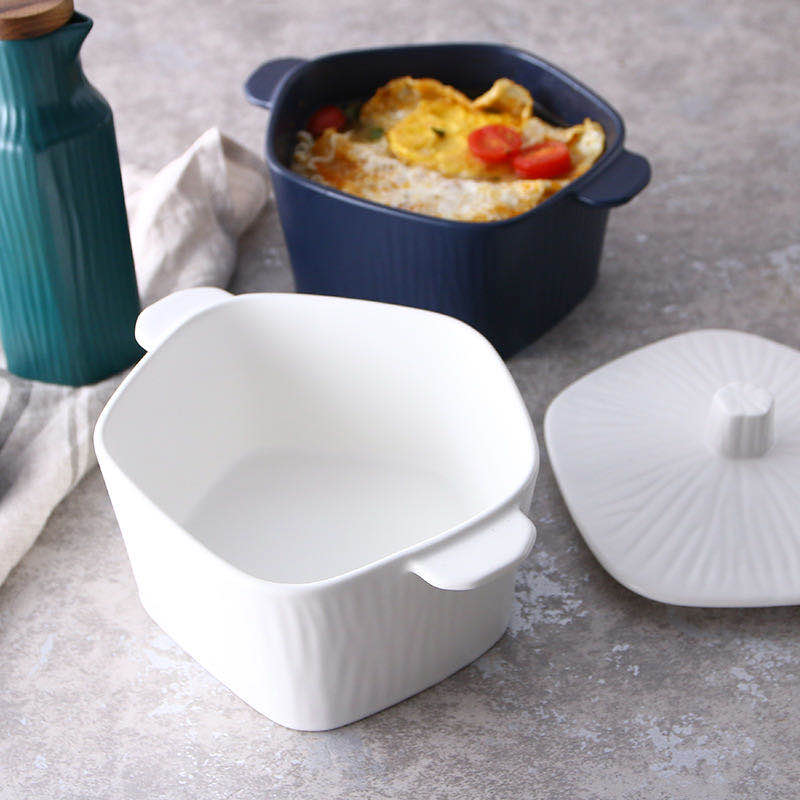 8-inch Nordic-style modern and fashionable matte double-ear instant noodle bowl, salad bowl, creative rice bowl with covered bowl detail image 2