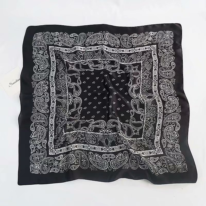 Square Scarf 70Cm Print Fashion Women's Silk Scarf Classic Cashew Nut Print details Picture