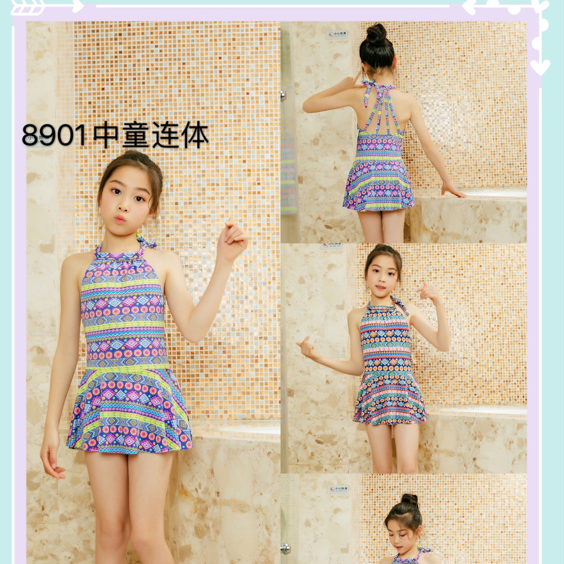 Middle children's national style beauty back middle children's swimsuit thumbnail