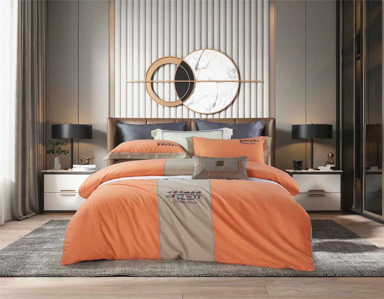 New all-cotton 100-count active embroidery brushed 4-piece set, light luxury and simple special edition embroidery! details Picture