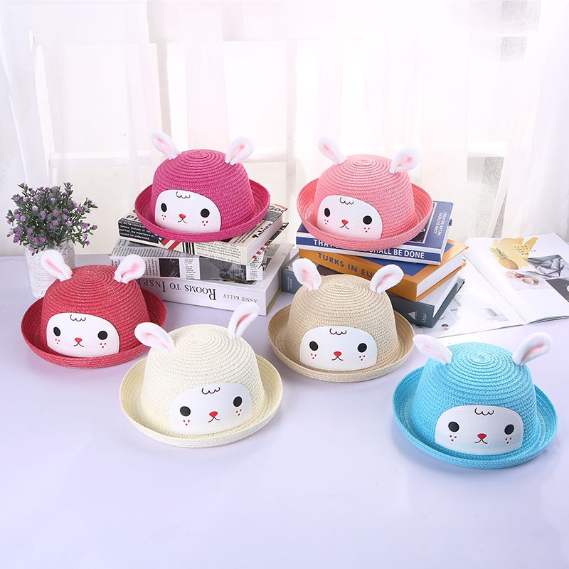 Manufacturers explosive travel sunscreen straw hat cartoon panda sun hat creative children's gift hat a hair 37 thumbnail