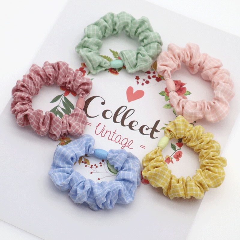 韩版ins网红同款发绳英国梨田园格发圈少女猪大肠丸子头皮筋头绳