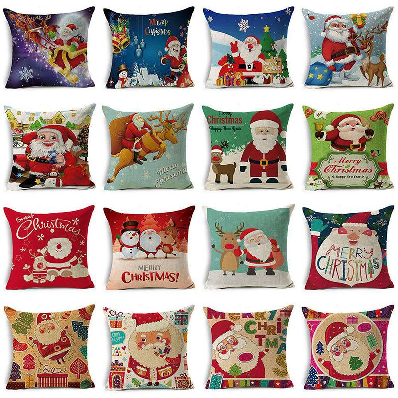Cross-border new Christmas gifts Santa Claus linen pillowcases car pillow cases can be customized wholesale