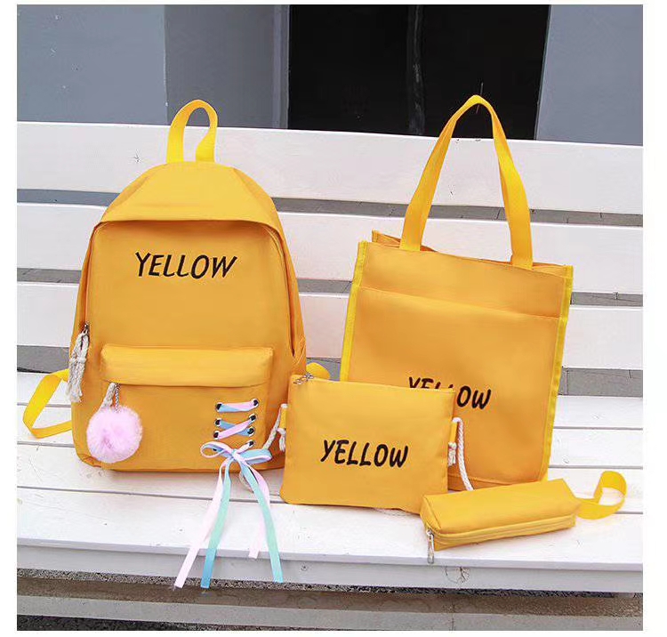 Manufacturers direct sales 2020 new small tree double shoulder back four-piece set of solid color a hand-held pen bag thumbnail
