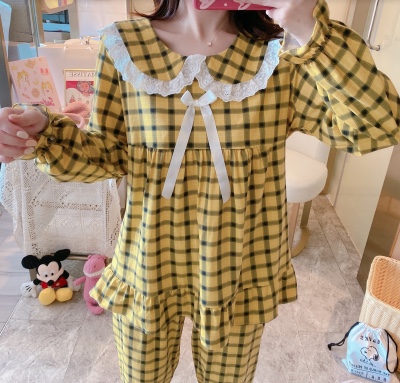 New pullover pajama set in yellow checkered