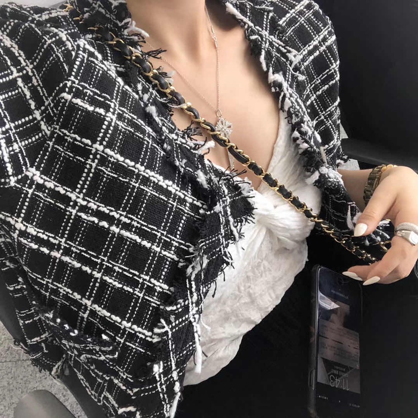 黑色小香针织小西装上衣