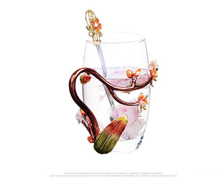 创意珐琅彩水杯套装高档耐热玻璃花茶杯欧式珐琅杯情侣对直销价详情图11