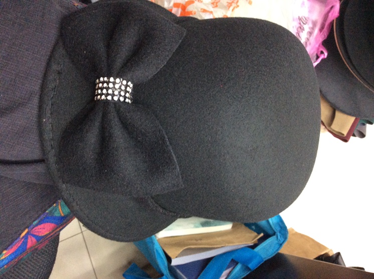 Large wool bow and diamond embellished bonnet thumbnail