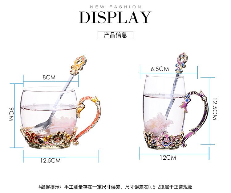 Creative enamel color water cups, flower tea cups, high-end coffee cups, European-style heat-resistant glass milk and juice cups, direct sales prices detail image 1