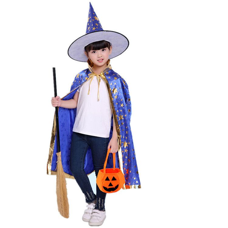 Small Wholesale Manufacturers Direct Sales Of Halloween Products Wholesale Children Bronzed Cloth Cape Hat Set Stage Dress details Picture