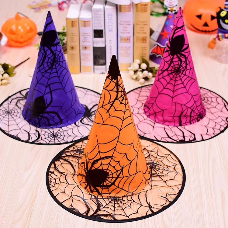 Halloween Witch Hat Translucent Spider Hat Ghost Festival Witch Hat full figure