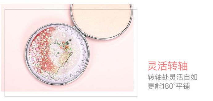 折叠流沙手持PU化妆镜定制LOGO女士补妆镜公主折叠圆形双面随身镜详情图8