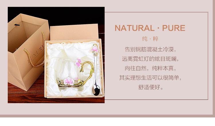 Creative enamel color water cup and kettle set, high-end household glass cups, girlish cups with spoons and LIDS detail image 2