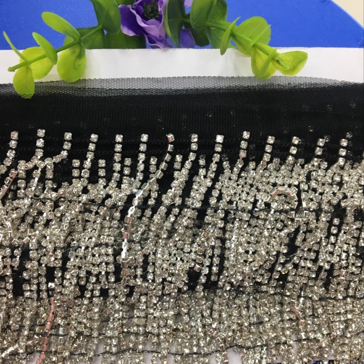 黑色仿钻链排须6Cm