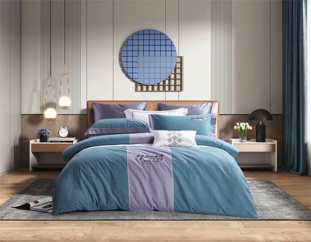 新品全棉100支活性刺绣磨毛4件套 轻奢 简约 专版刺绣！