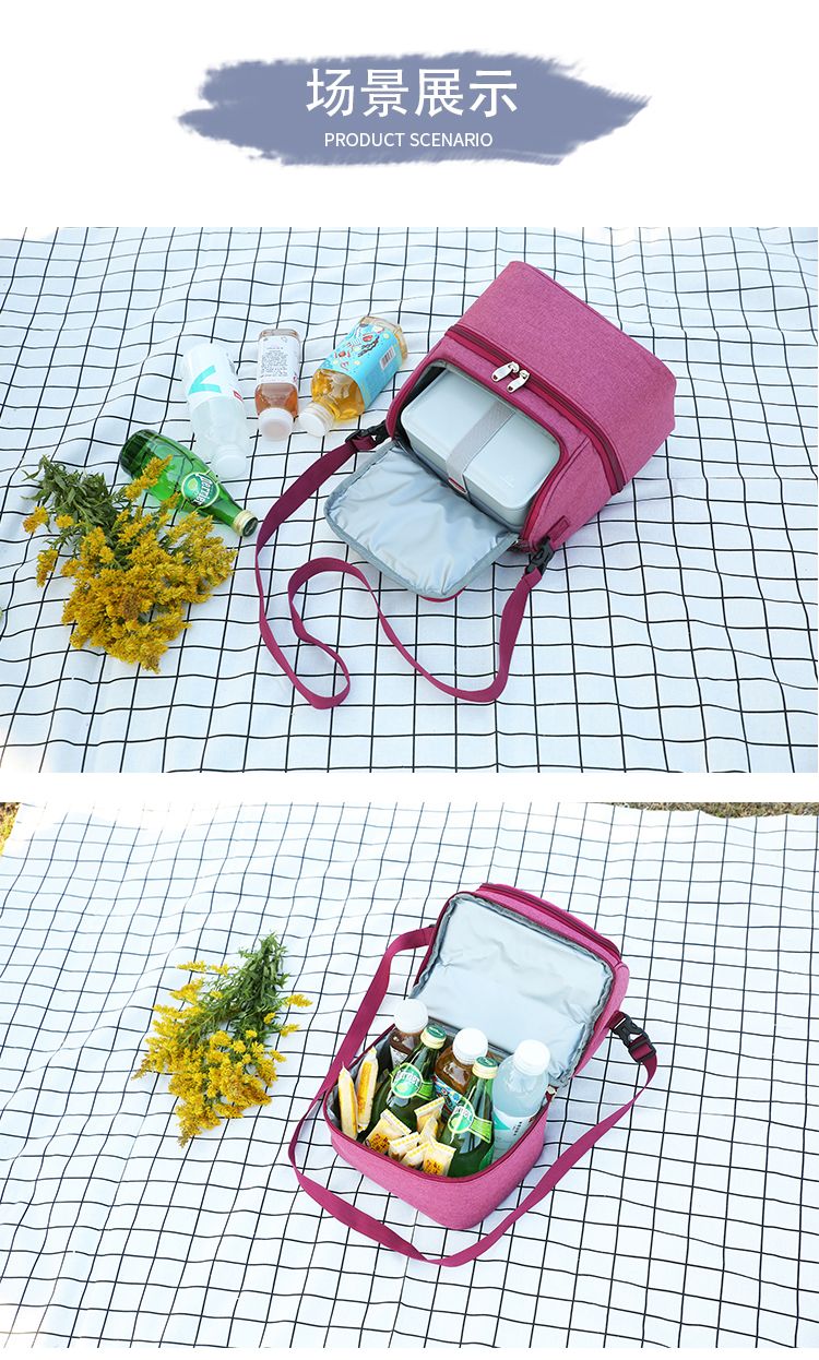 SANNE insulated bag, picnic cold insulation aluminum film insulated bag, hand-held double-layer picnic bag, waterproof folding ice pack detail image 12