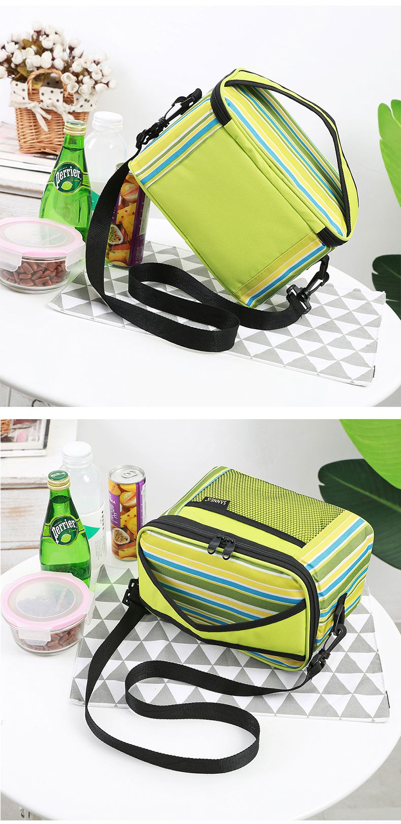 SANNE's new insulated bags, striped Oxford cloth bento delivery packs, breast milk preservation ice packs, and Amazon insulated packs detail image 12