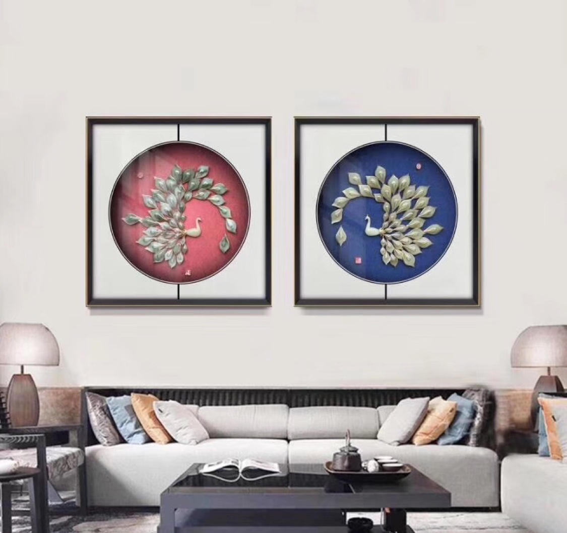 装饰画/农村客厅装饰画/壁画卧室/农村别墅装饰画/迎客松新中式产品图