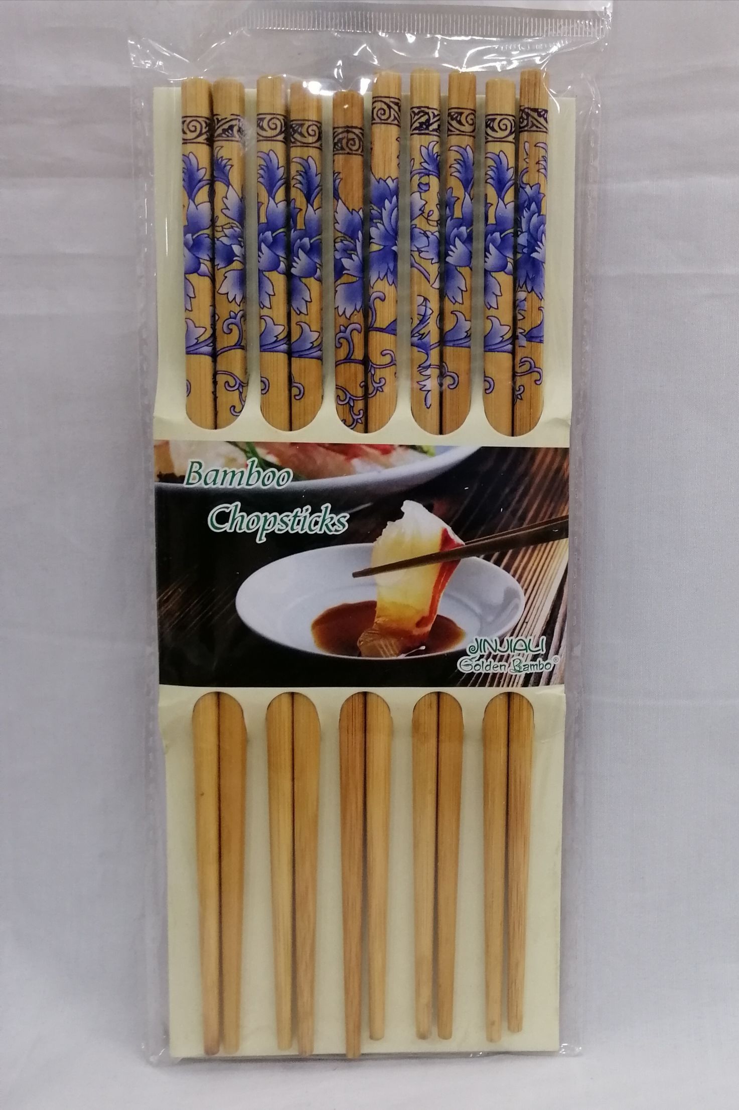Natural bamboo printed chopsticks set Chinese style anti - slip environmental protection purple flowers