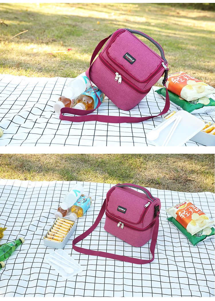 SANNE insulated bag, picnic cold insulation aluminum film insulated bag, hand-held double-layer picnic bag, waterproof folding ice pack detail image 15