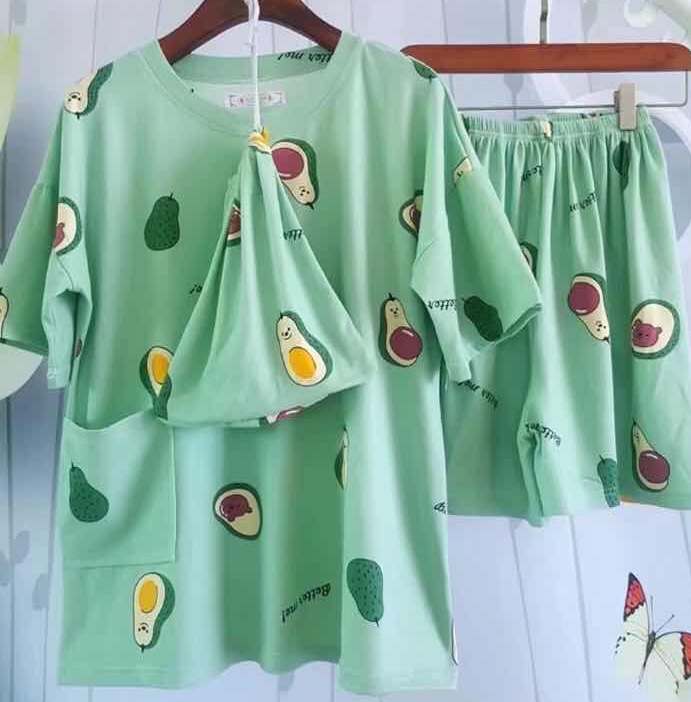 Korean-style cloth bag milk silk short-sleeved shirt and shorts pajamas for women's casual loose, thin, sweet and cute student home wear set
