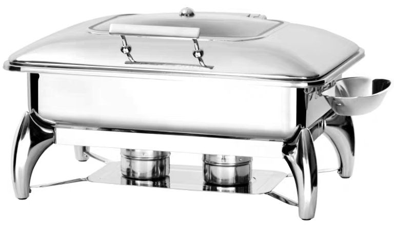 Double-bottom 1/1 square glass cover buffet stove/with stove rack and alcohol stove 620*470*365 detail image 1