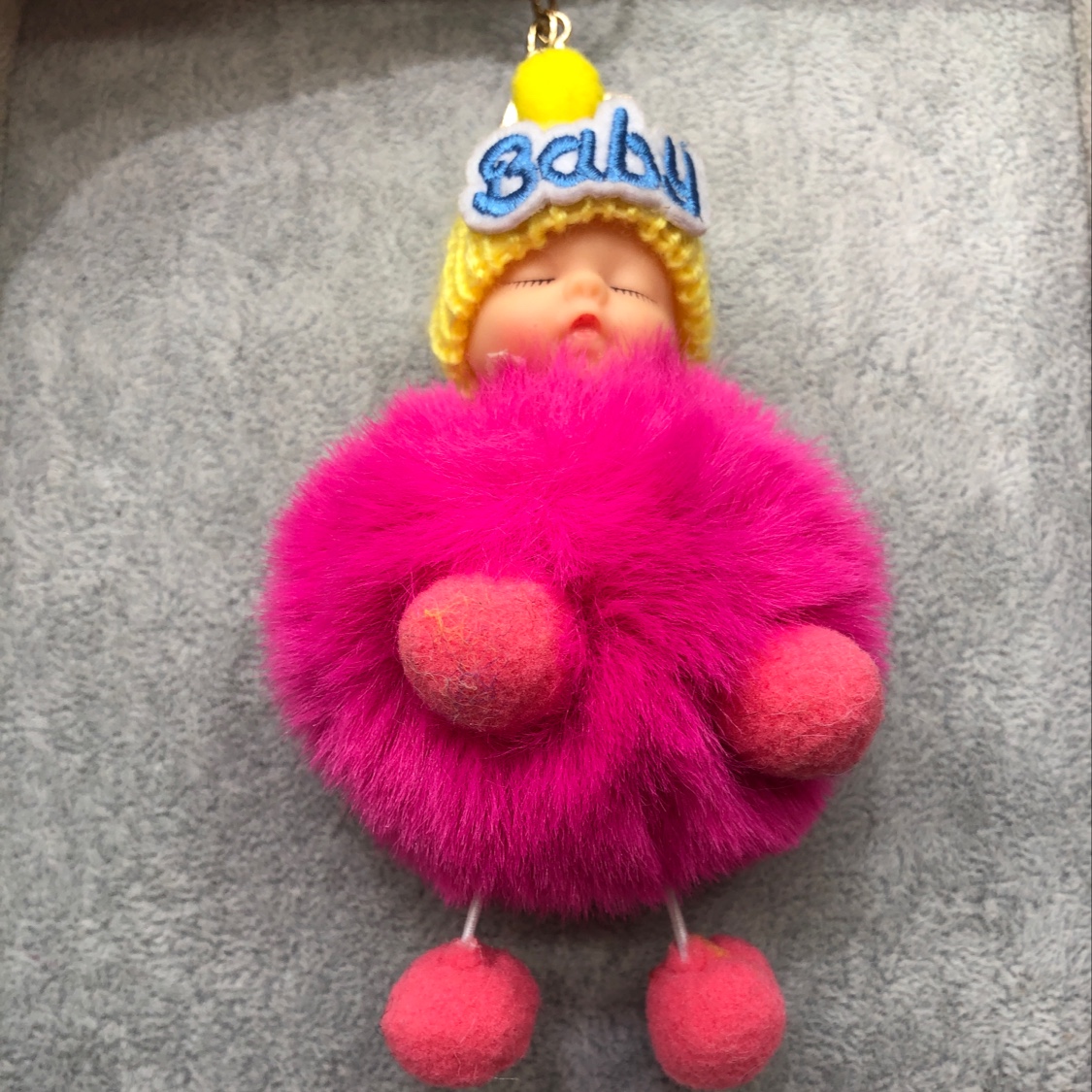 Street stalls supply sleep doll hair ball key chain cute animal lady bag imitation rabbit hair car pendant thumbnail
