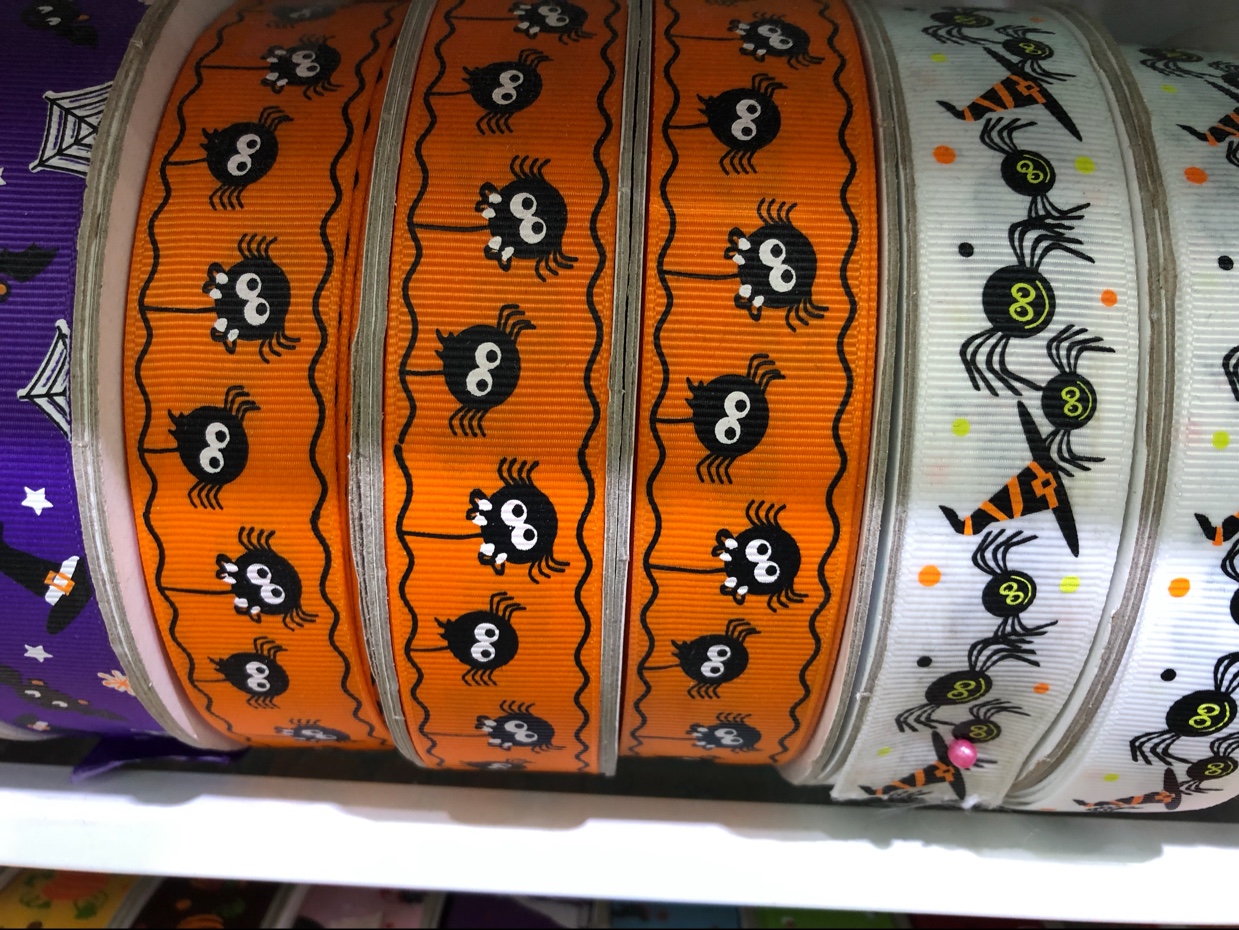 Xinsheng Meipinhui 8# Halloween Gift Tape, Gift Webbing, Festive Supplies Tape, Clothing Accessories, Spider pattern Webbing