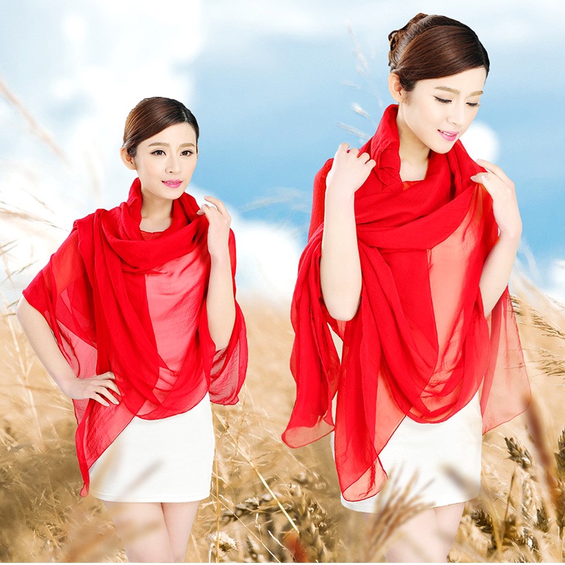 Otoño invierno color sólido pañuelo mujer invierno abrigo abrigo abrigo largo pañuelo de seda versátil verano protección solar chiffon toalla de playa de viaje explosión