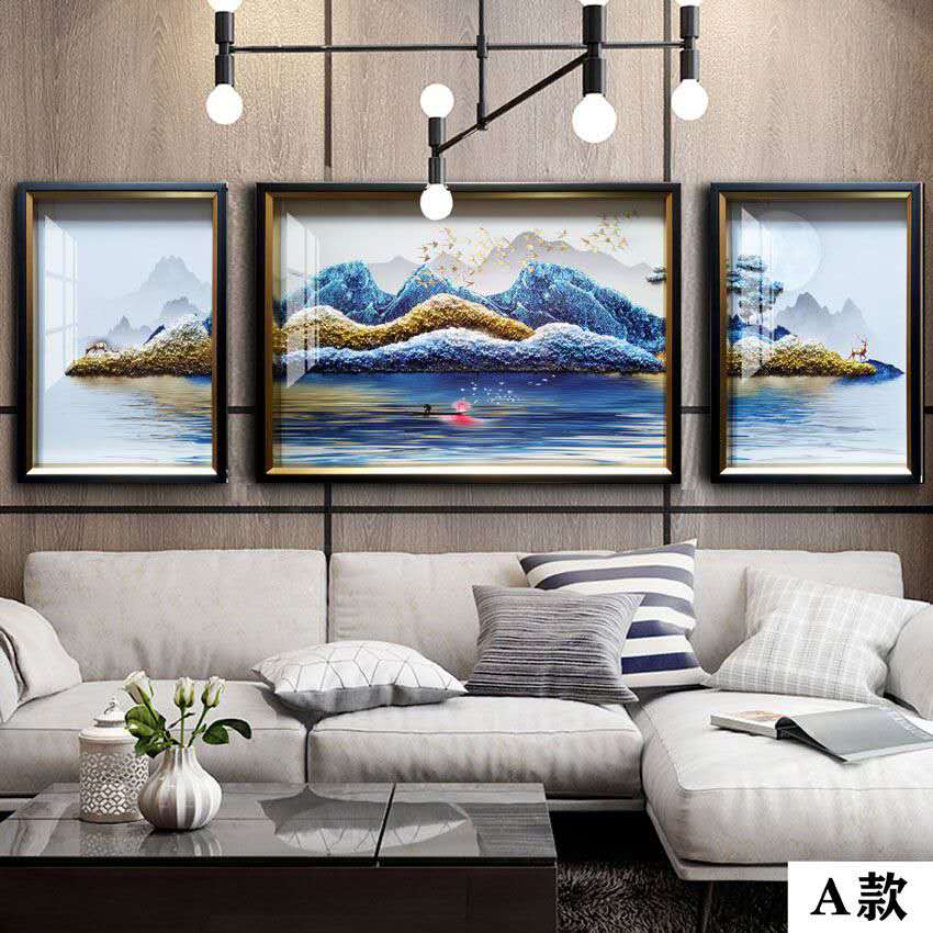 Pearl Effect Living Room Triptych Decorative Painting Modern Northern Europe Light Luxury Decorative Painting Hanging Picture details Picture