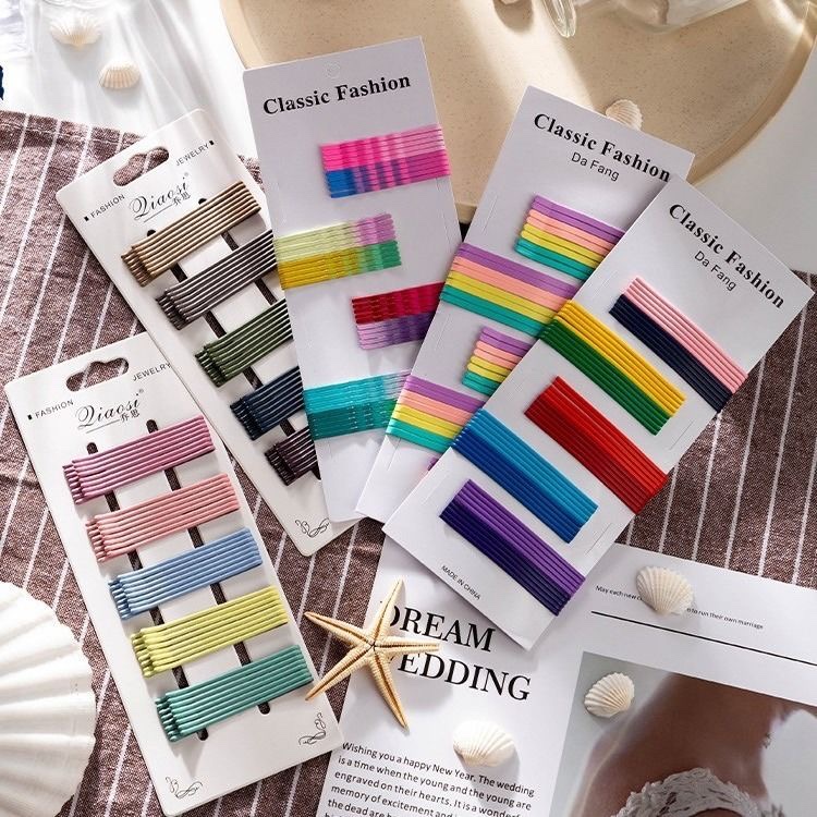 彩色发夹一字夹糖果色发夹韩版学生可爱少女网红刘海卡子发饰