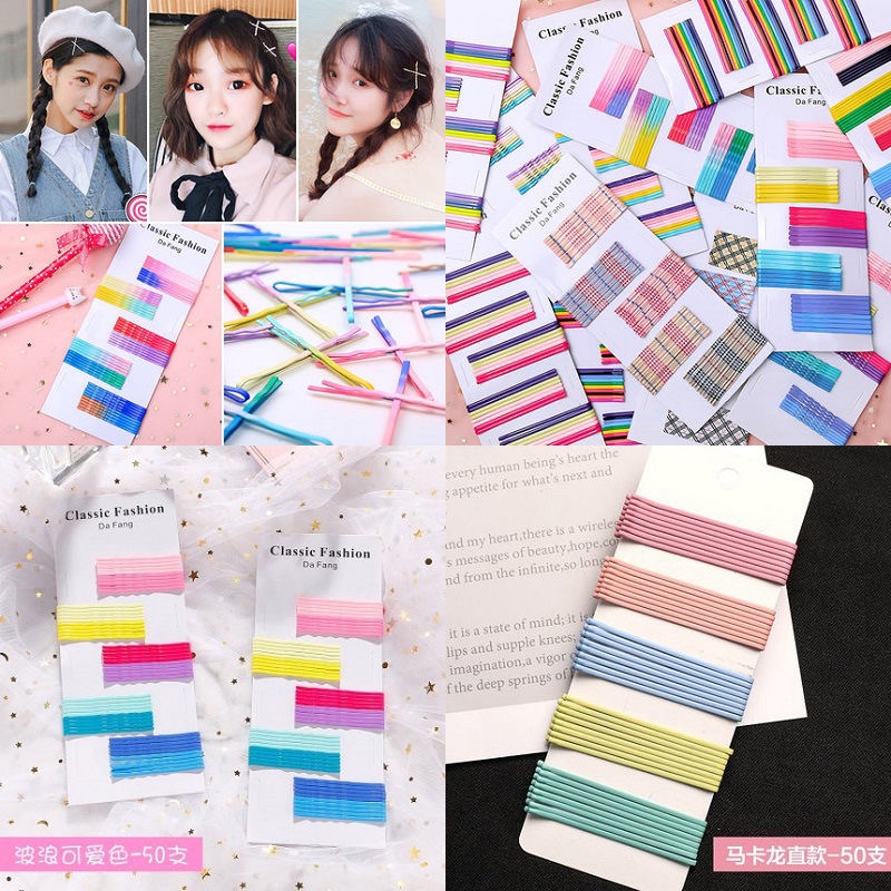 彩色发夹一字夹糖果色发夹韩版学生可爱少女网红刘海卡子发饰细节图