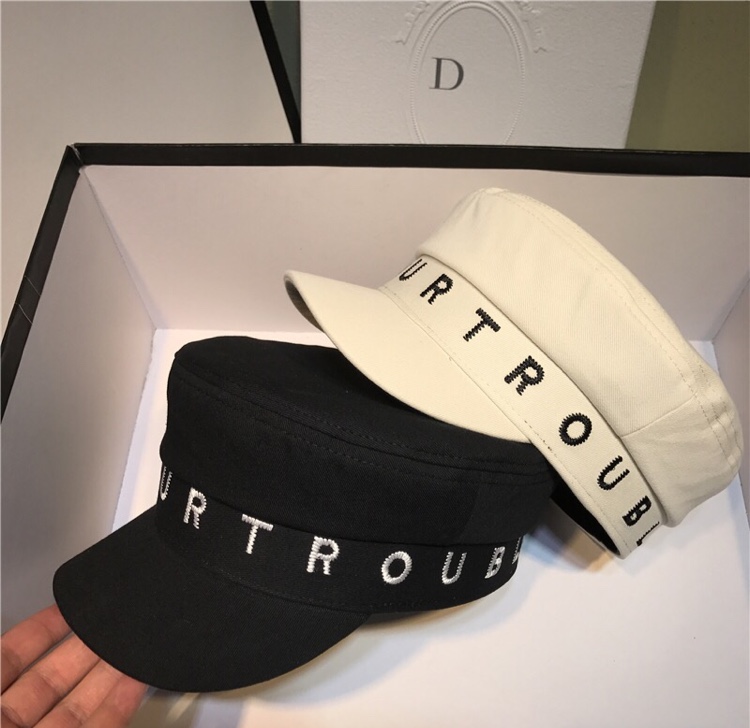 Hat Women's Summer Thin Letter Navy Hat Day Series All Fashion Retro British Octagon Duck Tongue Beret details Picture