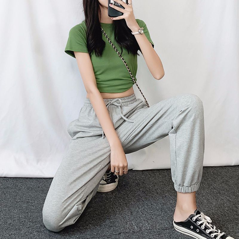 运动裤女爆款春秋宽松束脚哈伦裤垂感显瘦百搭休闲ins潮灯笼卫裤产品图