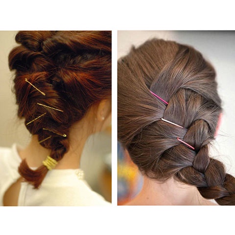 韩国黑色一字夹女影楼发饰刘海发卡子金色头发夹子波浪钢夹不掉漆细节图