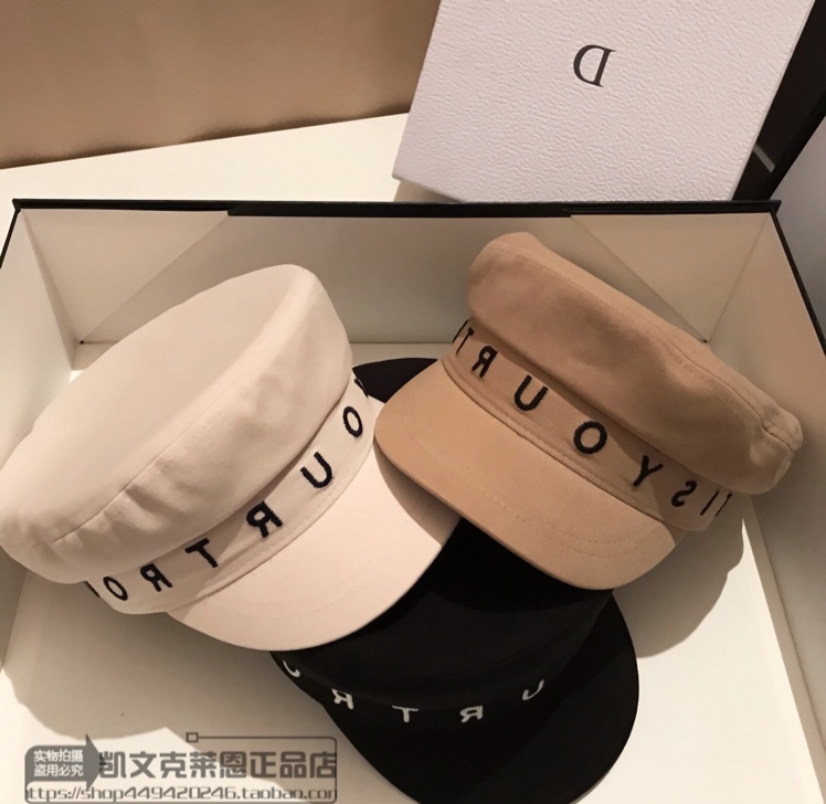 Hat Women's Summer Thin Letter Navy Hat Day Series All Fashion Retro British Octagon Duck Tongue Beret