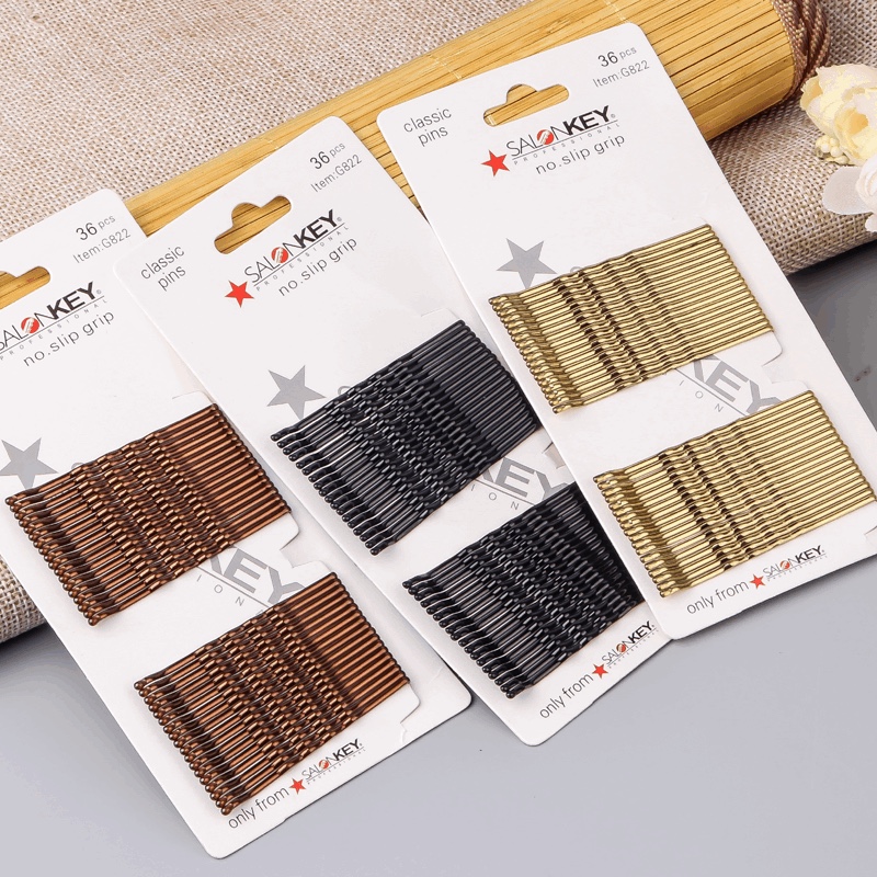 韩国黑色一字夹女影楼发饰刘海发卡子金色头发夹子波浪钢夹不掉漆