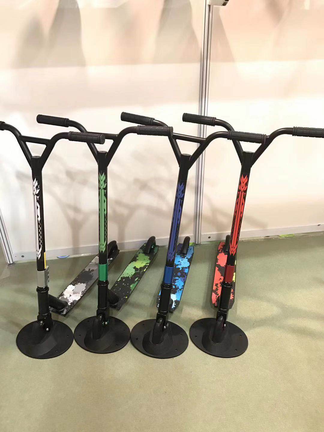 Professional extreme skateboard stunts, fancy adult transportation, two-wheeled street brushing