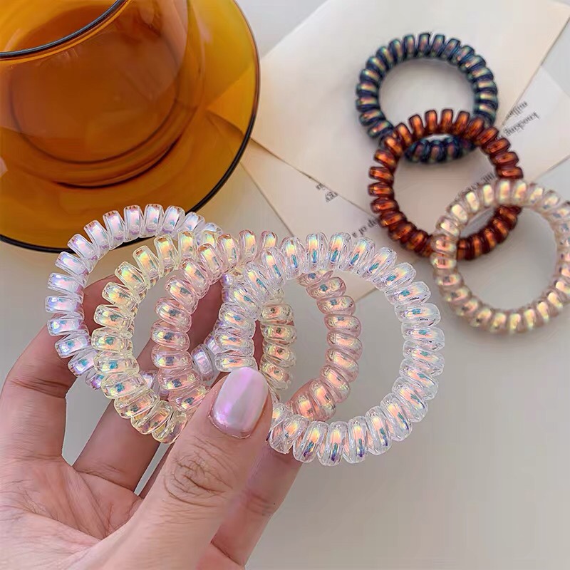 Small super thin Korean web celebrity rubber band transparent hair tie rope thumbnail