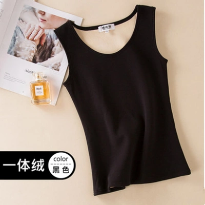 95 Cotton Autumn And Winter Wear With Fleece Vest Female Thick Slim-Fit Halter Base Shirt Pure Cotton Sleeveless Thermal Underwear Female
