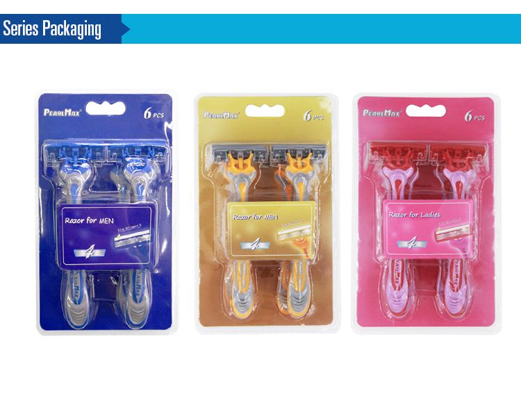 外贸货源男士4层刀头剃须刀，6支一卡，刀头可动详情图3