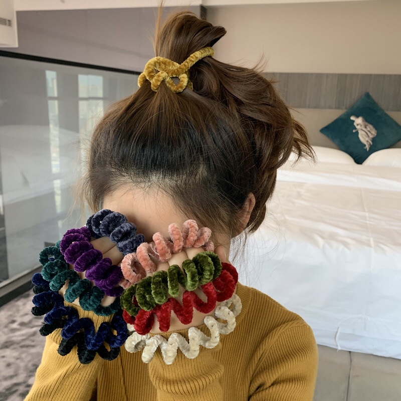 Telephone Wire Hair Circle Velvet Large Hair Rope Hair Rope Hair Accessories Korean Simple Girl Headdress Leather Strap Hair details Picture