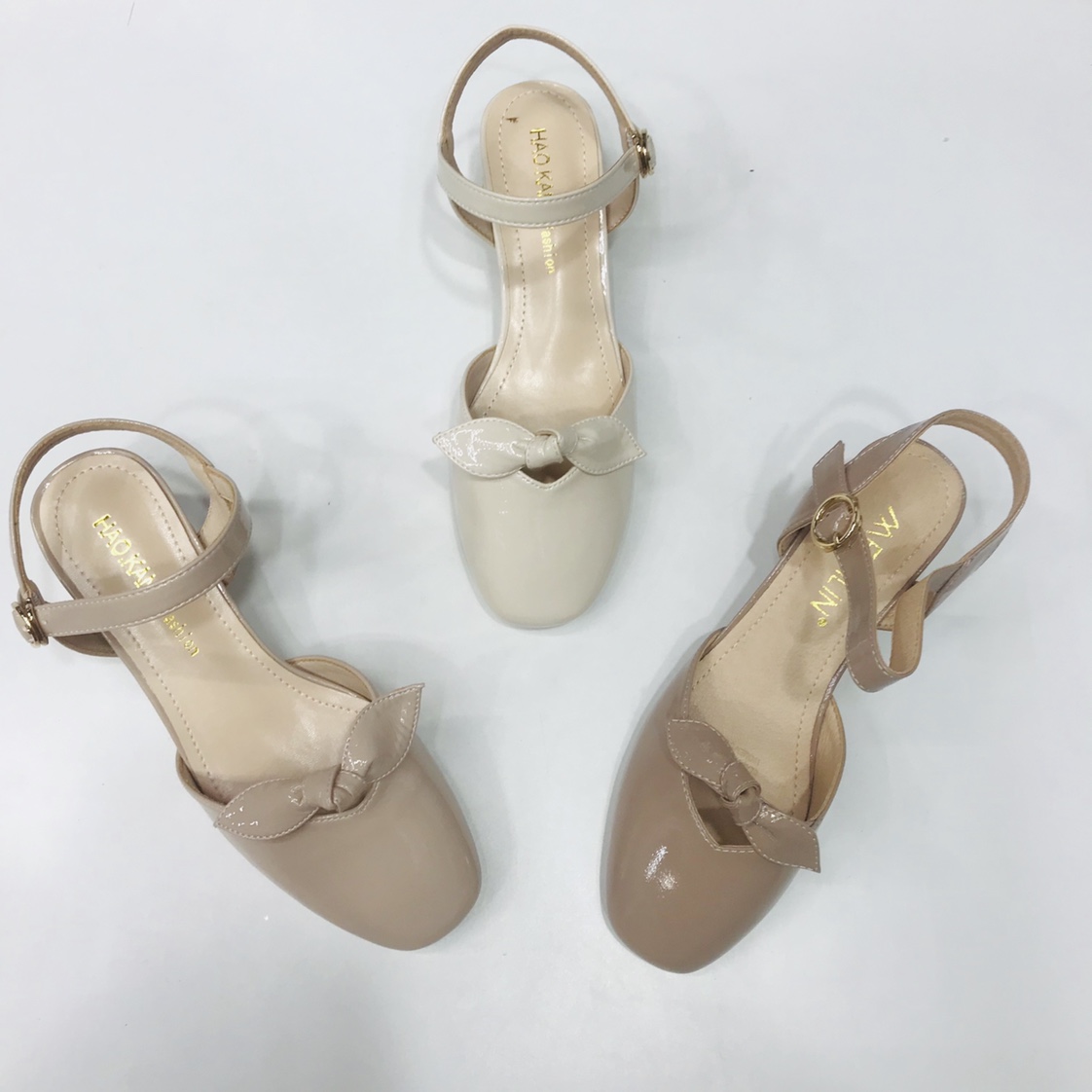 胜利鞋业法式仙女风漆皮低跟包头春夏秋温柔百搭女鞋ins潮