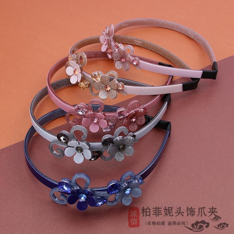 Flower water diamond hair band for girls, simple headband, Korean style, fresh and cute hair clip, anti-slip, cute thin hair band for girls Specification image