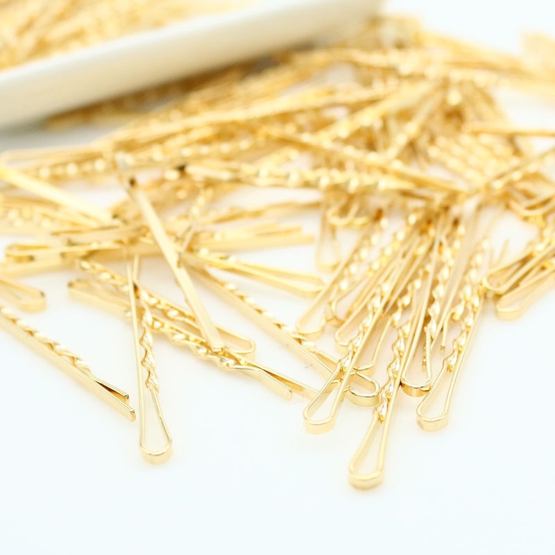 韩版戚薇同款金色一字夹螺旋麻花金属边夹网红头饰发夹刘海夹批发