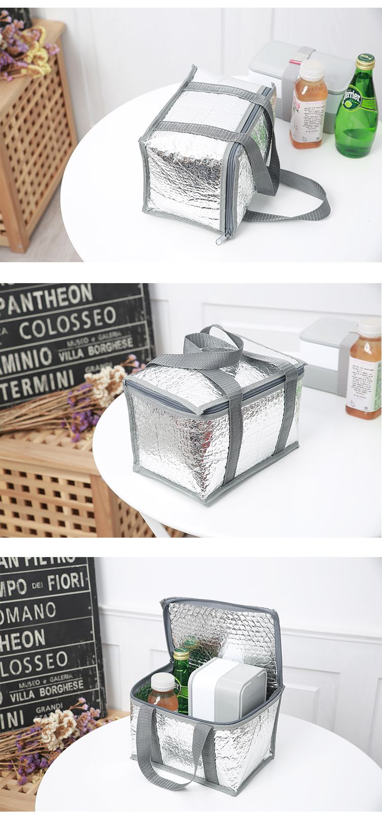 SANNE新款铝膜保温袋冰淇淋保温袋 手提大闸蟹保温包一次性冰包袋详情图7