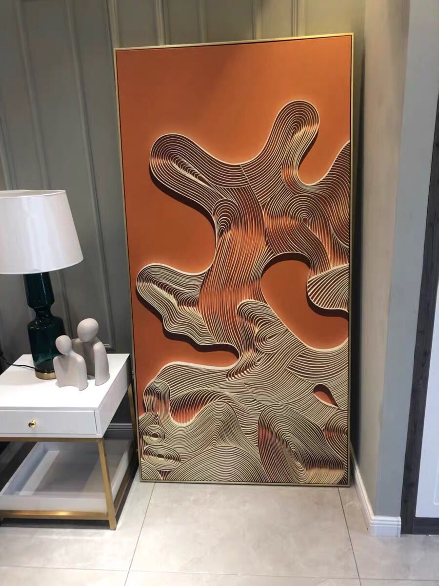 Modern Light Luxury Porch Decorative Painting Vertical Version Abstract Hanging Painting Hotel Villa Corridor Wall Painting With Framed Oil Painting Specification drawing